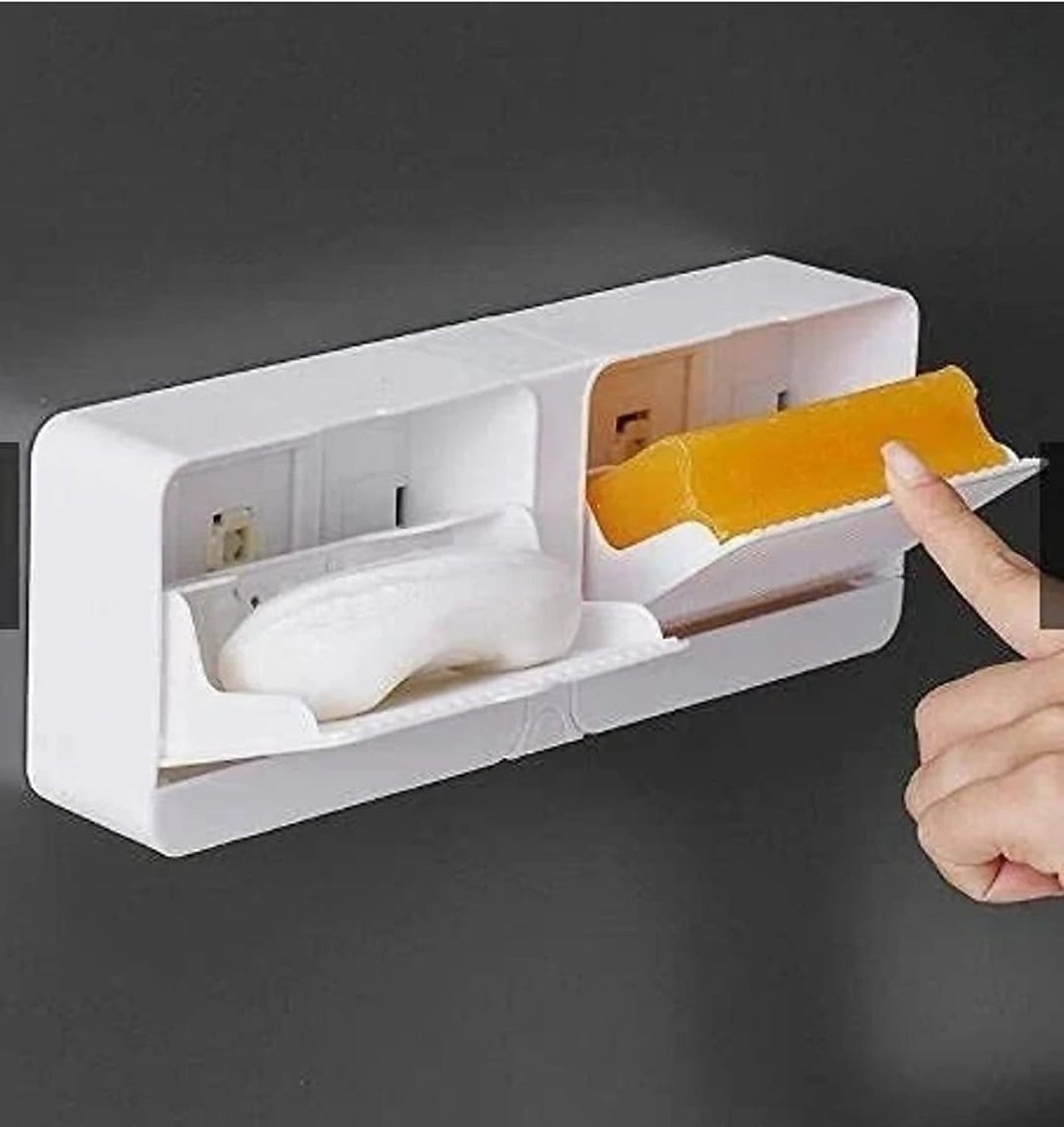 Non-Drill Wall Soap Box with Double Compartments