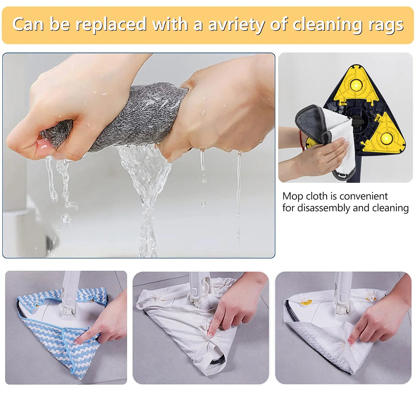 Twist & Clean Mop™ – Triangulaire Rotatif 360° avec Manche Télescopique