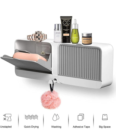 Non-Drill Wall Soap Box with Double Compartments