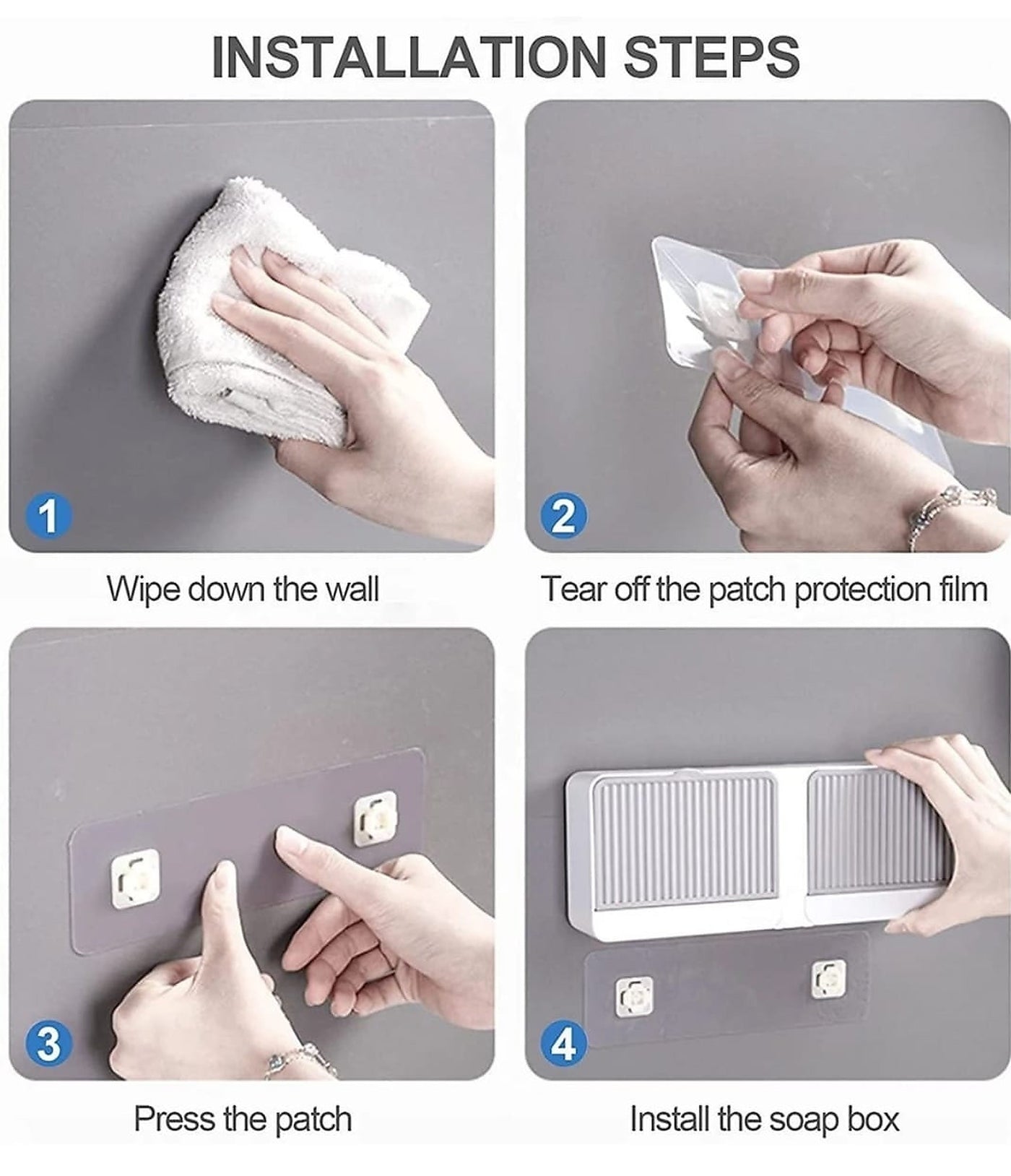 Non-Drill Wall Soap Box with Double Compartments