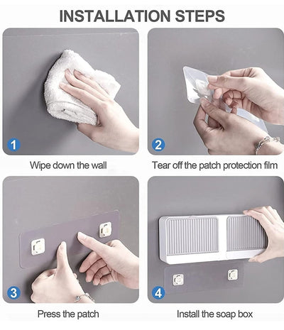 Non-Drill Wall Soap Box with Double Compartments