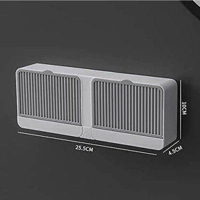 Non-Drill Wall Soap Box with Double Compartments