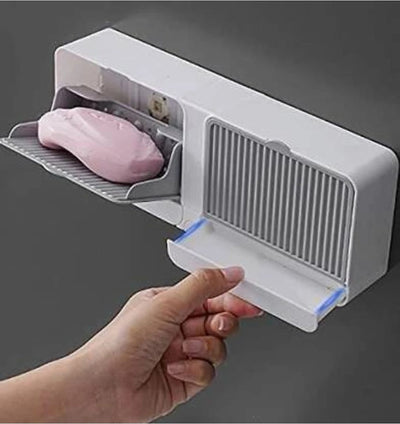 Non-Drill Wall Soap Box with Double Compartments