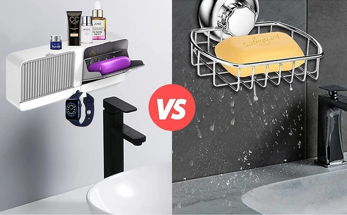 Non-Drill Wall Soap Box with Double Compartments