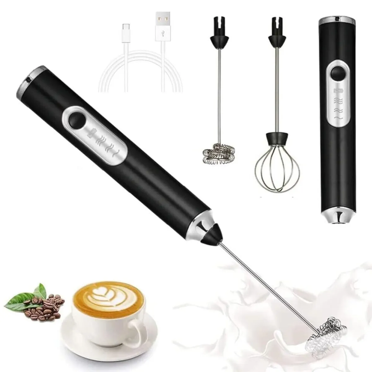 echargeable Handheld Milk Frothier - 3-Speed Electric Foam Maker